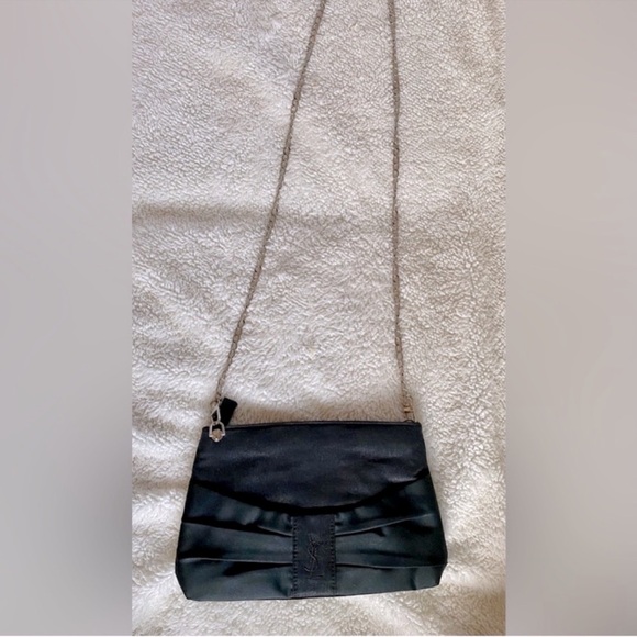 Yves Saint Laurent VIP Gift Black Satin Clutch with Converted Crossbody Chain - Picture 10 of 11